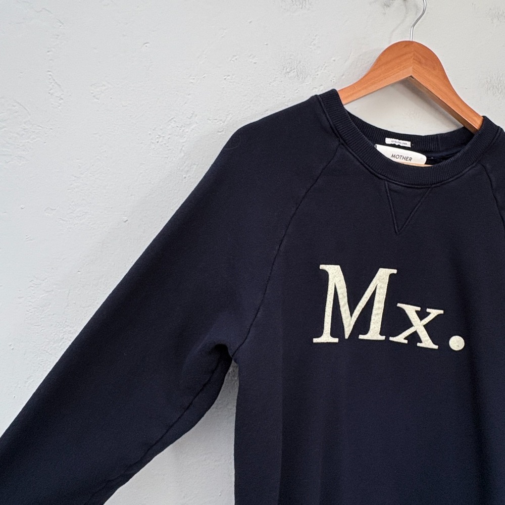 Mother The Champ MX Sweatshirt Women Medium Navy Blue Pullover Long Sleeve Flaw - Picture 4 of 16